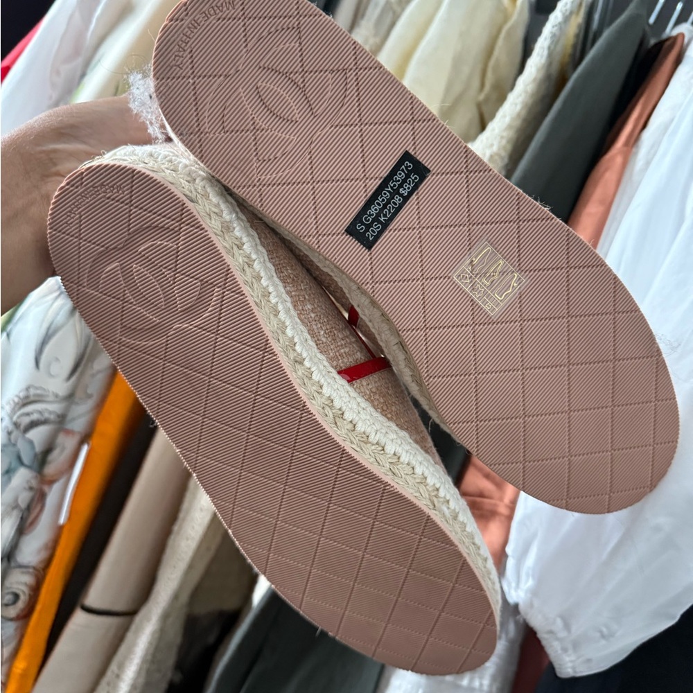 Chanel Women's Tan Espadrilles with Red Trim - Picture 3 of 3